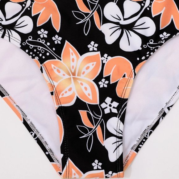 Boho Floral Print High Waist Bikini Swimsuit Bathing Suit - Picture 6 of 8